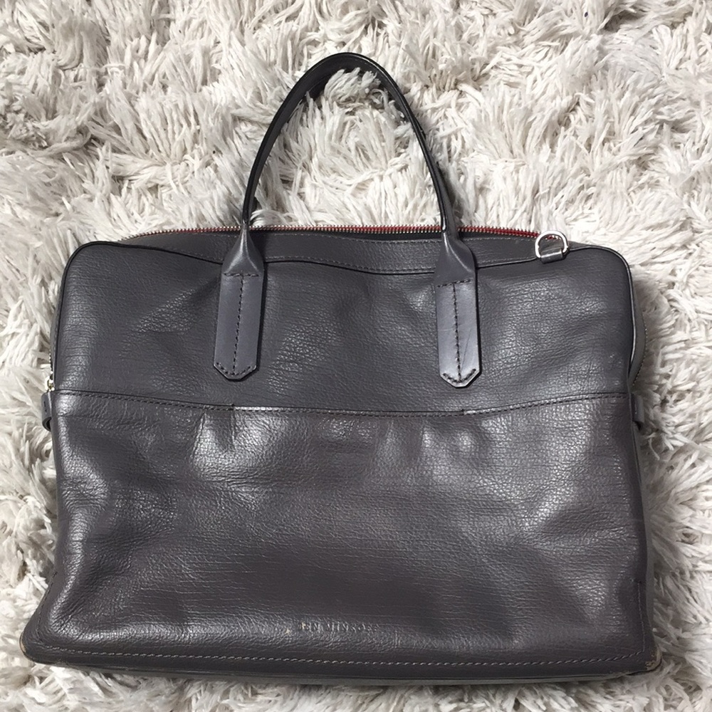 Ben Minkoff Gray Leather Briefcase
